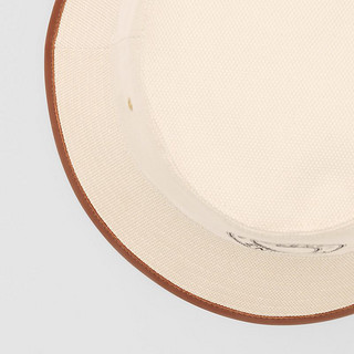 BURBERRY 皮革装饰帆布渔夫帽 80270381（XL、米色）