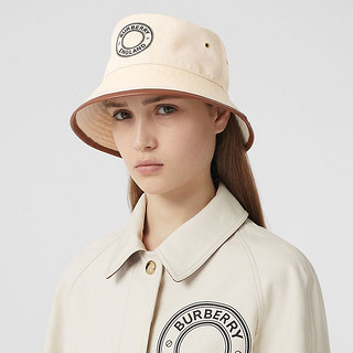BURBERRY 皮革装饰帆布渔夫帽 80270381（S、米色）