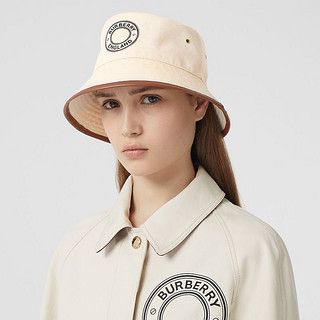 BURBERRY 皮革装饰帆布渔夫帽 80270381（XL、米色）