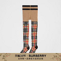 BURBERRY儿童 格纹嵌花棉质混纺连裤袜 80321611（5Y-6Y、典藏米色）