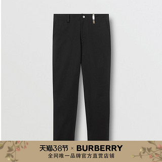 BURBERRY男装 直筒徽标棉质卡其裤 80365311（48、黑色）