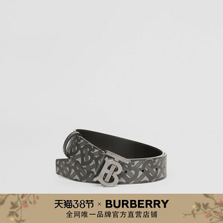 BURBERRY 专属标识帆布拼皮革腰带 80369571（炭灰色、85cm）