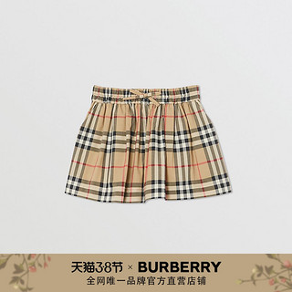 BURBERRY 童装 格纹缩褶棉质短裤 80365451（典藏米色、6Y ）