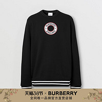 BURBERRY男装 徽标图案嵌花棉质运动衫 80379821（M、黑色）