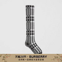 BURBERRY 格纹弹力棉质混纺及膝袜 80389161（黑色/L）