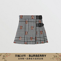 BURBERRY 品牌专属标识格纹羊毛短裙 80378261（黑色、105cm(4Y) ）