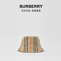 BURBERRY 双面标志性条纹棉制渔夫帽 80393551（XL、典藏米色）