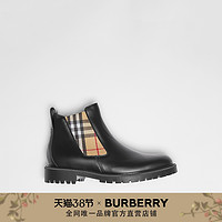BURBERRY 格纹装饰皮革切尔西靴 40786631