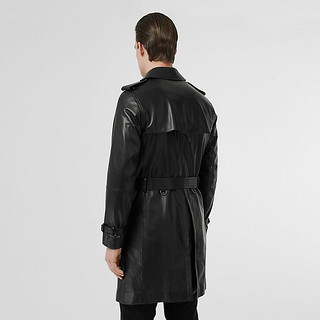 BURBERRY 羔羊皮 Trench 风衣 80082561（50、黑色）