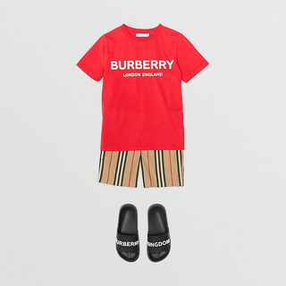 BURBERRY 徽标印花棉质 T 恤衫 80111691（亮红色、165cm(14Y) ）