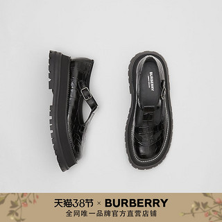 BURBERRY 女鞋 T字型压花皮鞋80119301