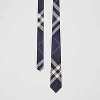 BURBERRY 经典剪裁格纹丝质领带 80138201（海军蓝）