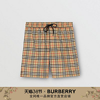 BURBERRY 男装 小格纹抽绳式游泳裤 80172951（S、典藏米色）