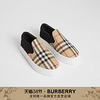 BURBERRY 童鞋 格纹套穿式运动鞋80152781（34、典藏米色 / 黑色）