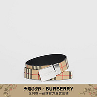 BURBERRY 双面饰牌搭扣格纹腰带 80198171（典藏米色、60cm）