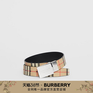 BURBERRY 双面饰牌搭扣格纹腰带 80198171（典藏米色、60cm）