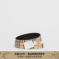 BURBERRY 双面饰牌搭扣格纹腰带 80198171（典藏米色、75cm）