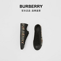 BURBERRY 徽标棉质嘎巴甸运动鞋 80182751（44.5、黑色 / 典藏米色）