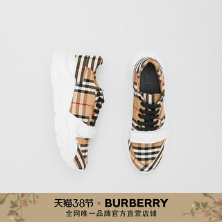 BURBERRY 男鞋 格纹棉质运动鞋 80202821（44.5、典藏米色）