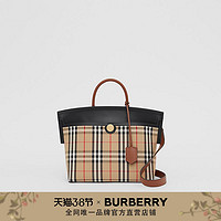 BURBERRY 小号格纹赛尔迪手袋 80231241（典藏米色 / 黑色）