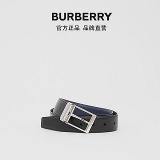 BURBERRY  双面两用粒纹皮革腰带 80241651（海军蓝 / 黑色、90cm）