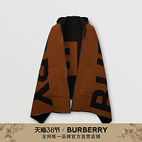 BURBERRY  徽标羊毛混纺连帽披肩 80227701（深栗棕色）