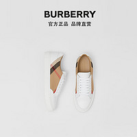 BURBERRY 女鞋 House 格纹拼皮革运动鞋 80243261（36.5、光白色）