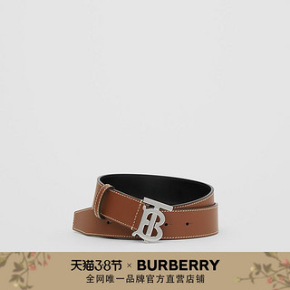 BURBERRY  缉明线皮革腰带 80283551（棕褐色、90cm）