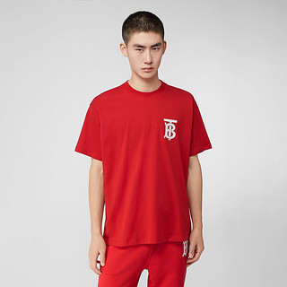 BURBERRY 男装 专属标识图案棉质T恤衫 80255031（L、亮红色）