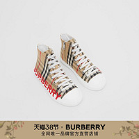 BURBERRY 印花e格纹高帮运动鞋 80270711（27、典藏米色）