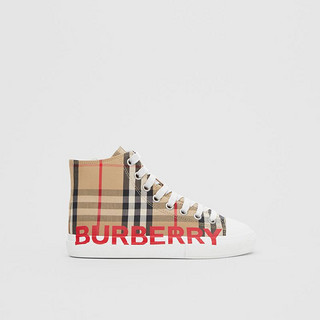 BURBERRY 印花e格纹高帮运动鞋 80270711（27、典藏米色）