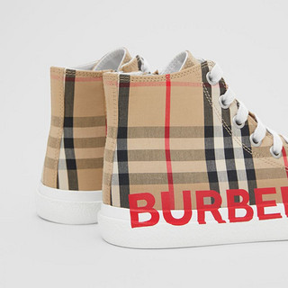 BURBERRY 印花e格纹高帮运动鞋 80270711（27、典藏米色）