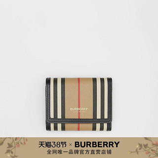 BURBERRY 小号条纹环保帆布钱夹80260031（典藏米色）