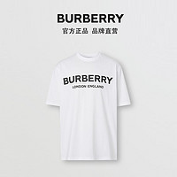 BURBERRY 男装 徽标印花棉质 T 恤衫 80260171（XS、白色）