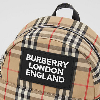 BURBERRY 格纹徽标嵌花双肩包 80310061（典藏米色）