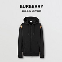 BURBERRY 男装 格纹裁片棉质连帽上衣 80345101（S、黑色）