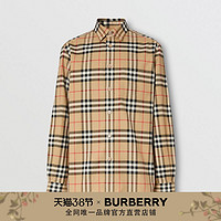 BURBERRY男装 格纹棉质法兰绒衬衫80337031（L、典藏米色）