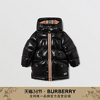 BURBERRY 童装 条纹装饰连帽羽绒服 80327461（黑色、10Y ）