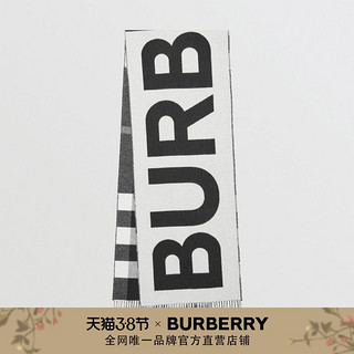 BURBERRY 格纹拼徽标羊绒围巾 80374041（黑色）