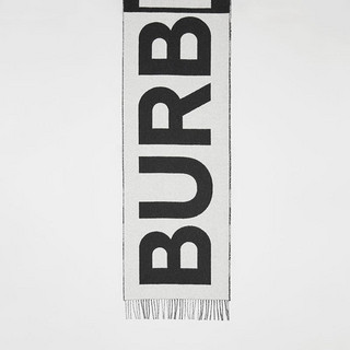 BURBERRY 格纹拼徽标羊绒围巾 80374041（黑色）