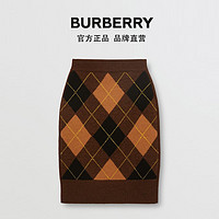 BURBERRY 多色菱形嵌花羊毛铅笔裙 80372421