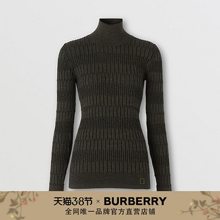 BURBERRY 专属标识棉质高领针织衫80332001（XS、橄榄色 / 黑色）