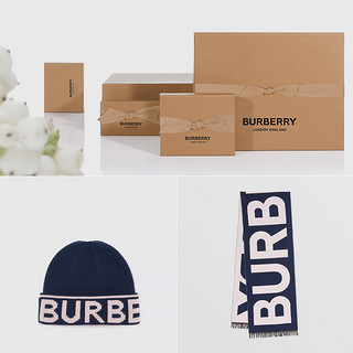 BURBERRY 徽标嵌花羊绒毛线帽 80370521（均码、海军蓝）