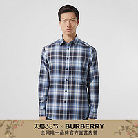 BURBERRY男装 绣标渐变色格纹衬衫 80367751（XL、海军蓝）