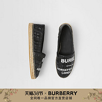 BURBERRY男鞋 印花绗缝皮革麻编鞋 80313641（40、黑色）
