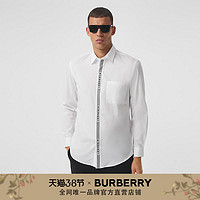 BURBERRY 男装 徽标带饰棉质衬衫 80339601（S、白色 / 黑色）