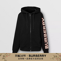 BURBERRY 徽标印花宽松连帽上衣80366911（XS、黑色）