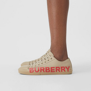 BURBERRY 男鞋 徽标棉质嘎巴甸运动鞋 80376481（43、深蜂蜜色）