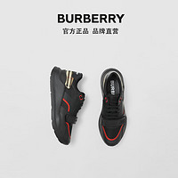 BURBERRY 男鞋 格纹皮革网布运动鞋 80341271（40、黑色）