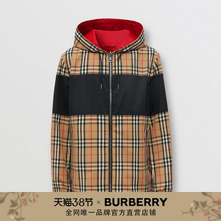 BURBERRY男装 两穿格纹拼连帽外套80368941（XL、典藏米色）